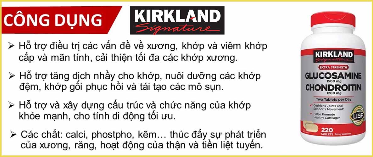 Công Dụng Viên Uống Kirkland Signature Glucosamine 1500mg Chondroitin 1200mg